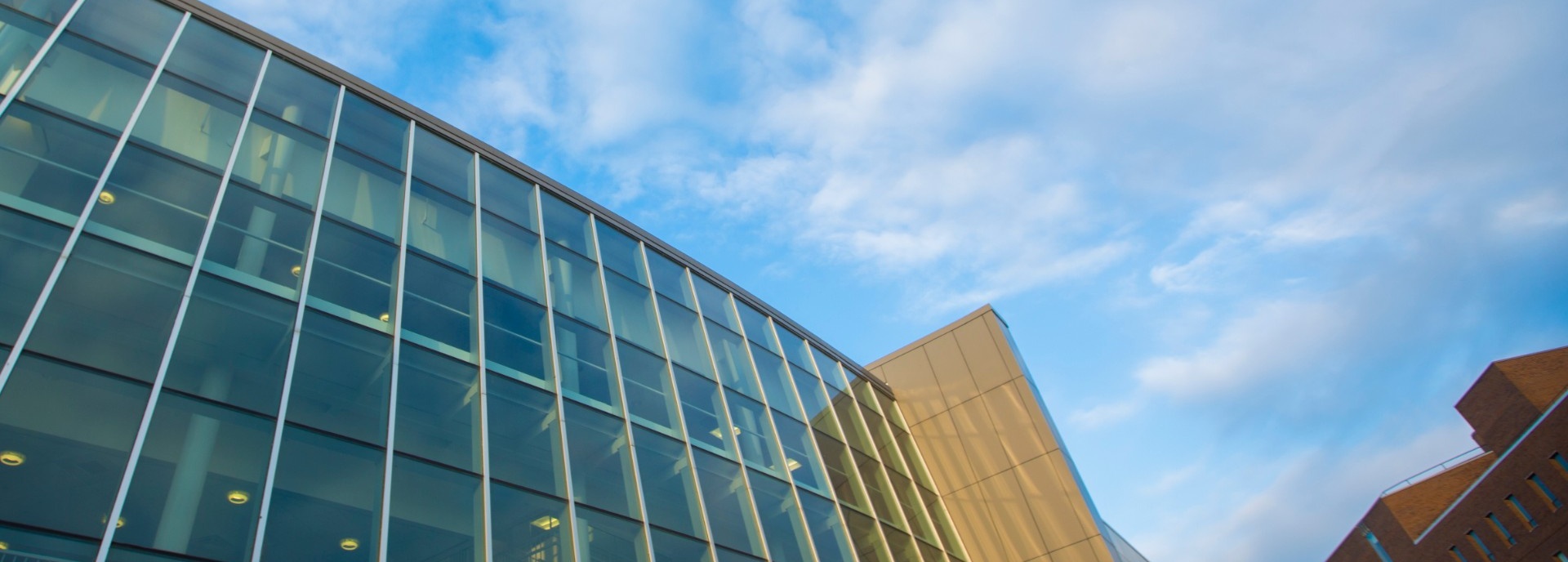 Alfiero Center with sky. 