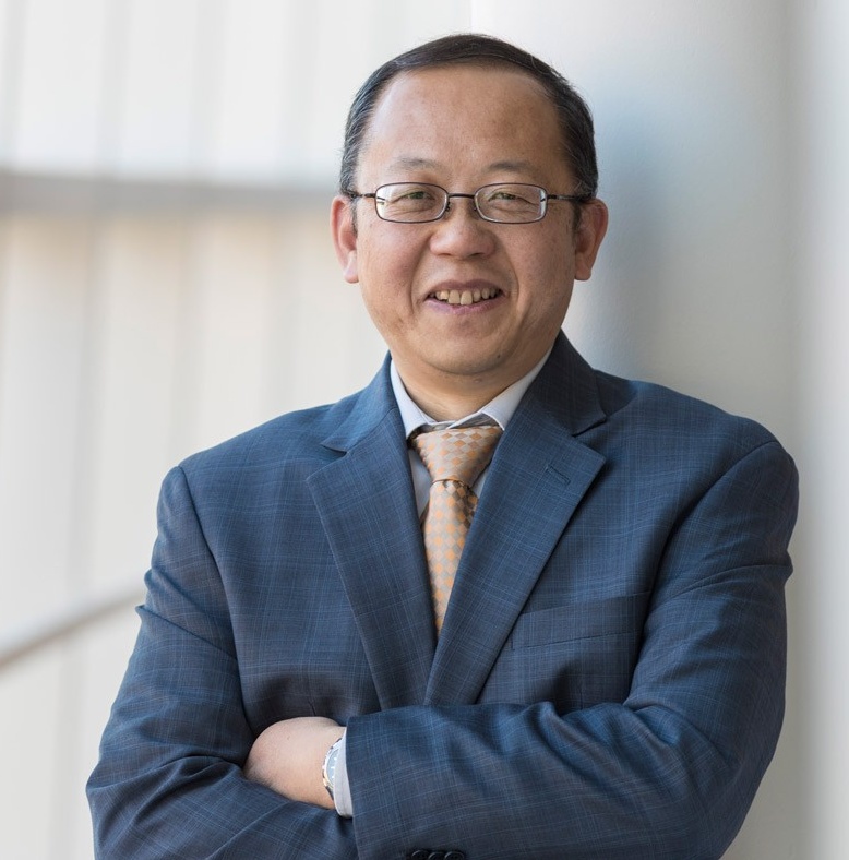 Feng Gu portrait in Alfiero Center.