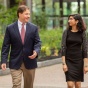 Eric Eynon and his student mentee, Puja Shah, talk. 