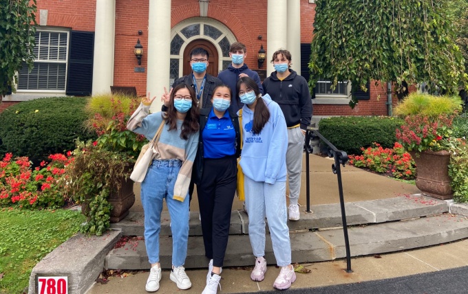 Members of Beta Alpha Psi outside the Ronald McDonald House. 