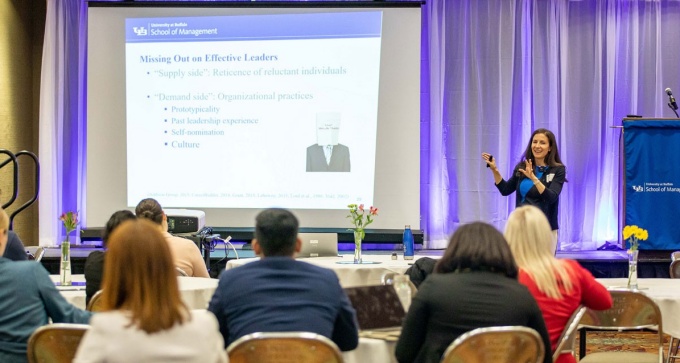Danielle Tussing presents at the 2023 CLOE Conference. 