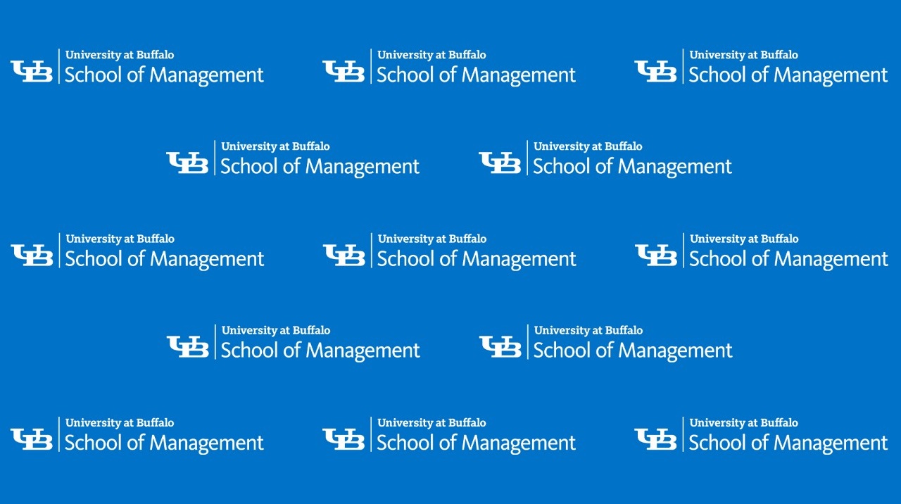 School of Management digital step and repeat background. 