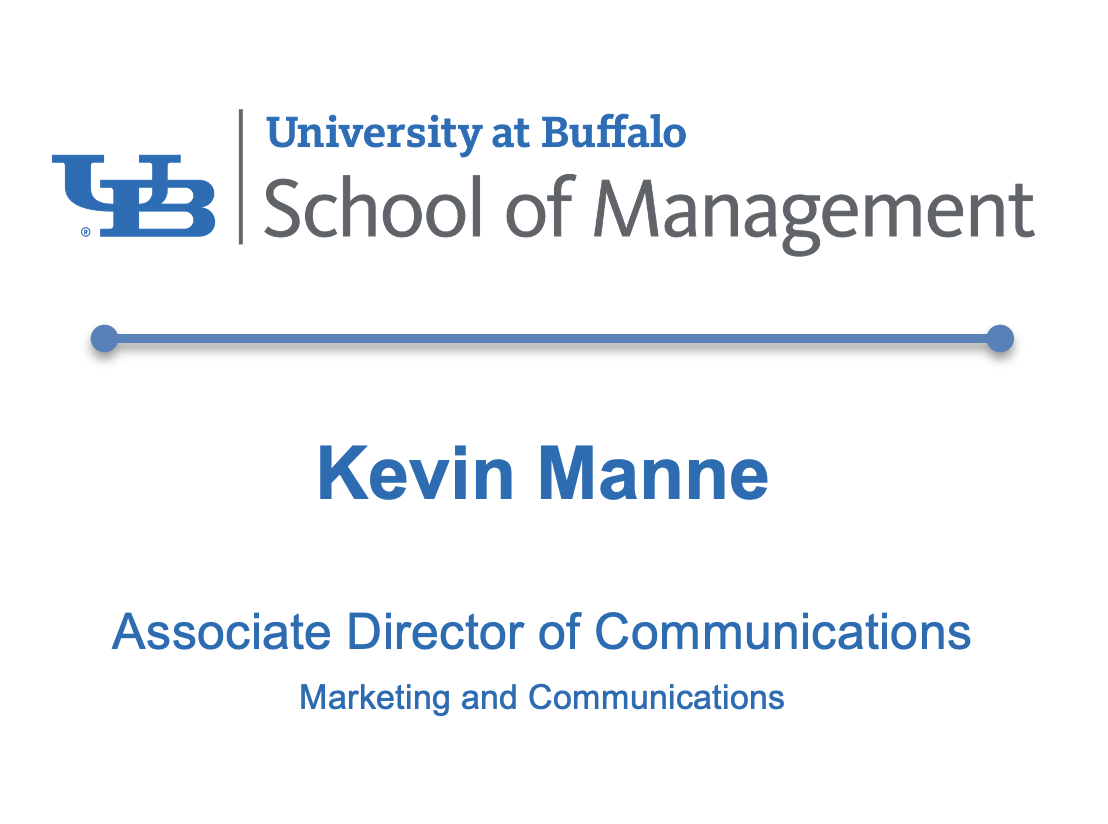 Zoom image: Example of a School of Management name badge.