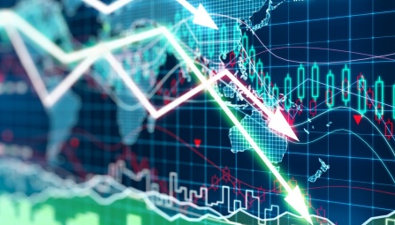Graphic showing declining investments. 